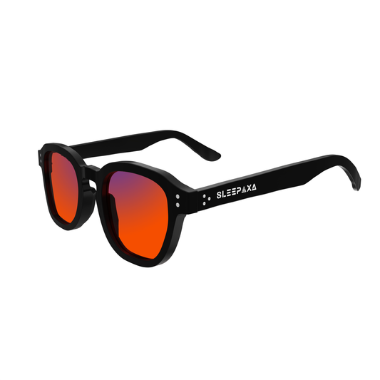Sleepaxa India: Grandeur Jet Black Sleep Glasses for Improved Sleep, Migraine Relief, and Eye Protection - SleepAxa