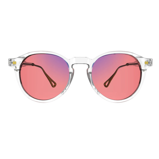 Shimmering Relief: Sleepaxa Mosaic Golden Glass FL41 Tinted Migraine Glasses – Stylish Protection Against Migraine Attacks - SleepAxa