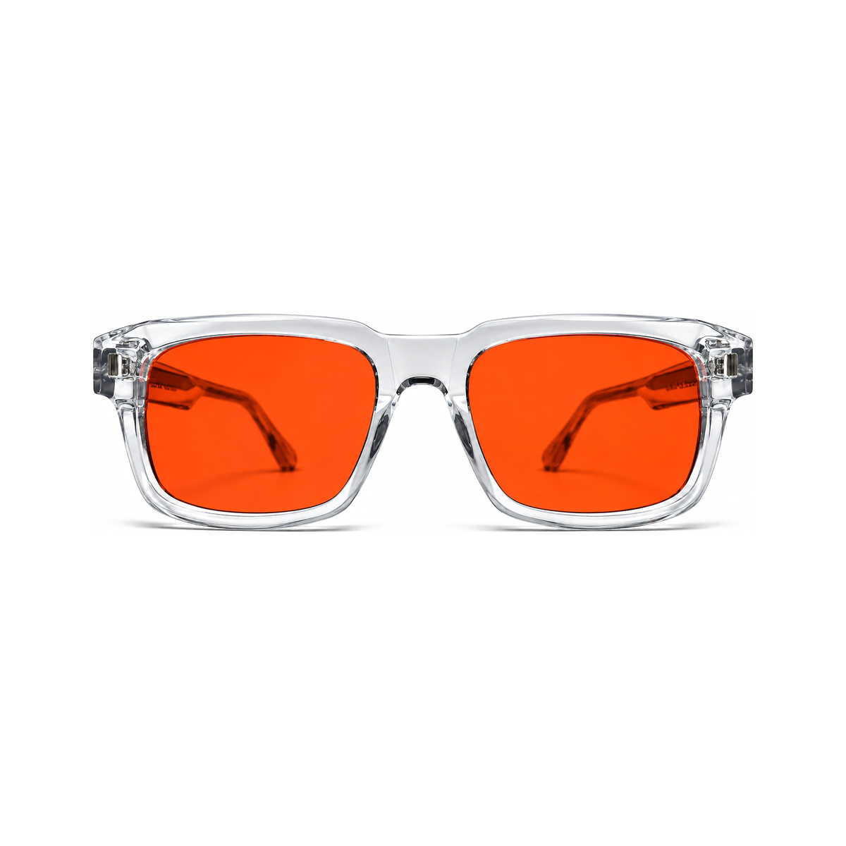 Sleepaxa Astor Crystal Clear premium handmade acetate sleep glasses front view - extra-wide celebrity design blue light blocking