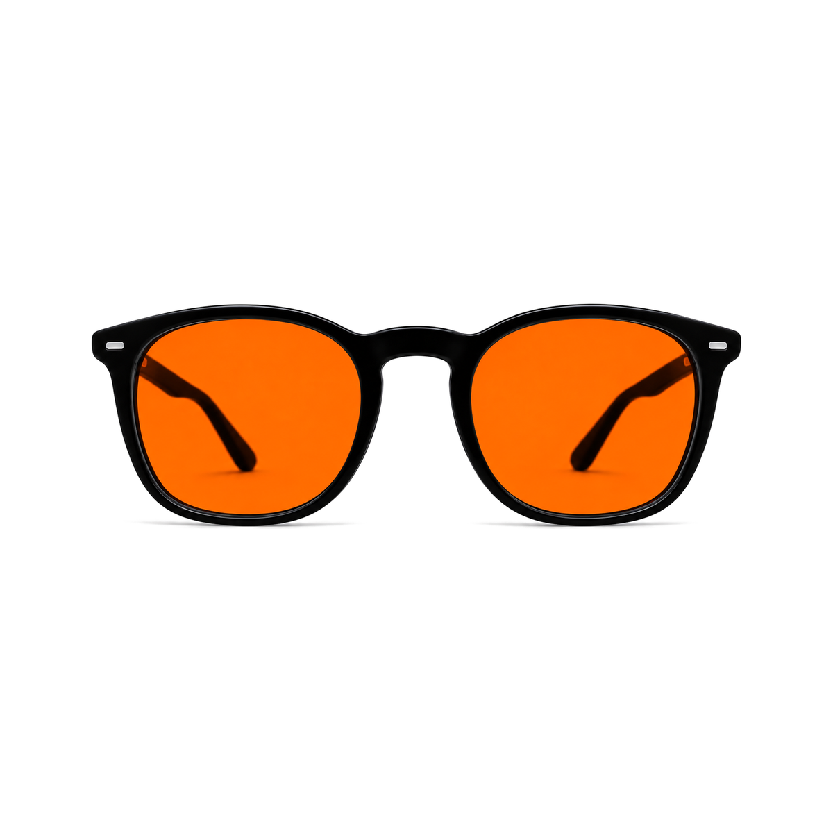 Sleepaxa Halcyon Slate Black ULTEM sleep glasses — front view with amber lens