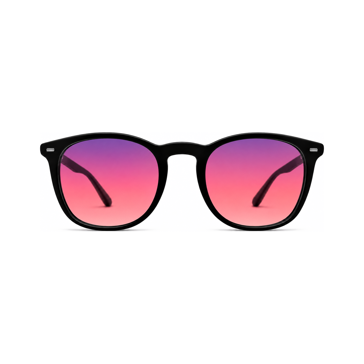 Sleepaxa Halcyon Slate Black FL-41 migraine glasses — front view, featherlight ULTEM round-oval frame with rose-tinted FL-41 lenses