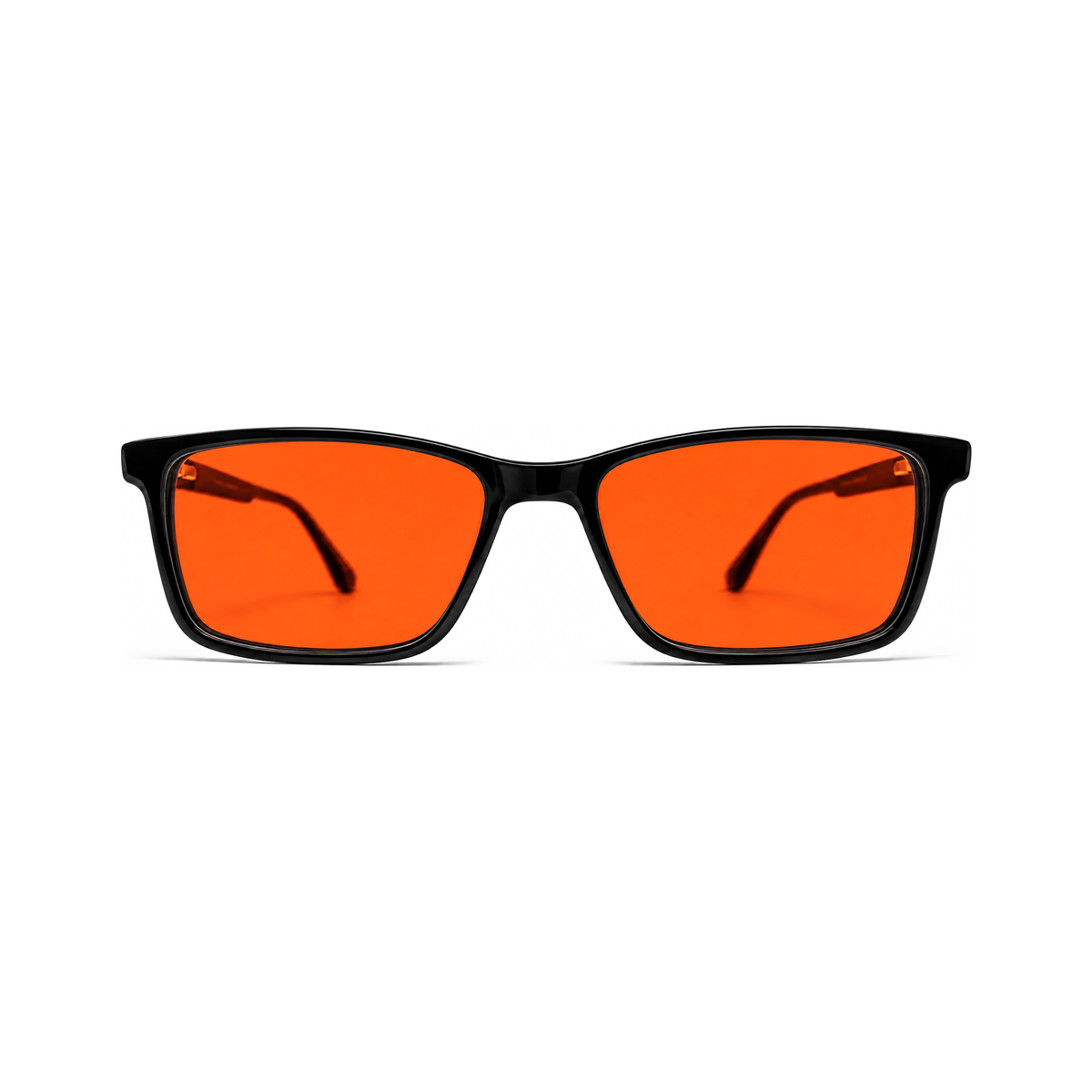 Sleepaxa Metro Jet Black simple square acetate sleep glasses front view - compact lens everyday blue light blocking