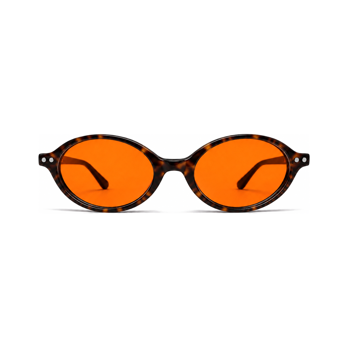 Sleepaxa Riviera Tortoise Brown trending European cat-eye sleep glasses — front view, printed tortoise-shell acetate with amber blue-light blocking lenses