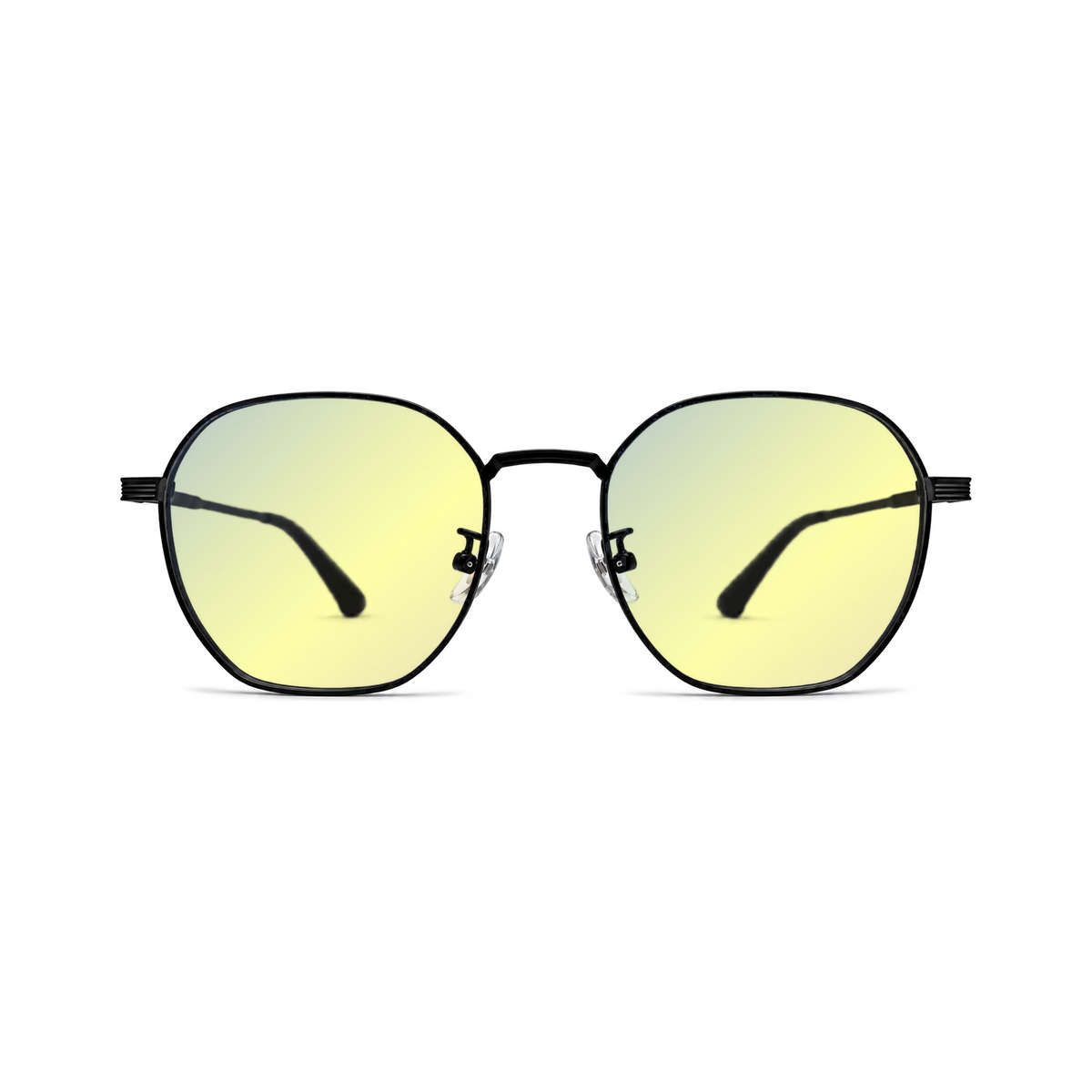 Sleepaxa Zephyr Jet Black DayActive yellow lens glasses - front view