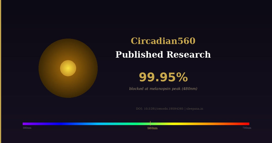 New Research: How Circadian560 Technology Blocks 99.95% of Sleep-Disrupting Light at the Melanopsin Peak - Published Data Inside