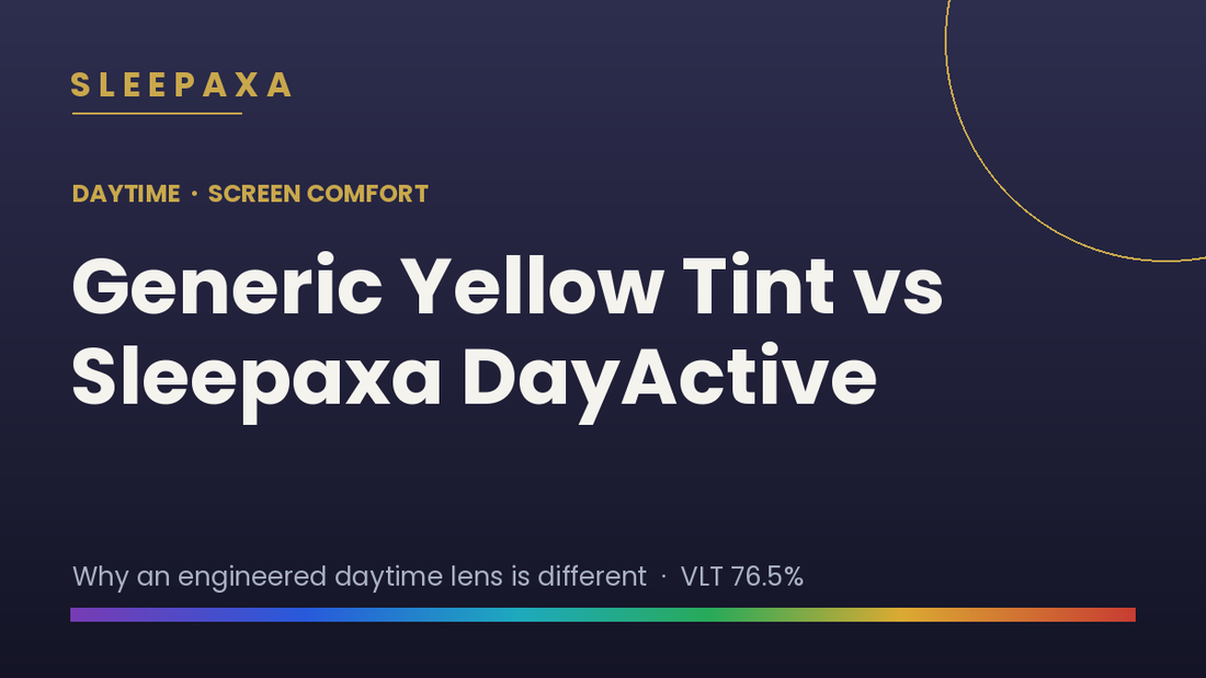Generic Yellow Tint vs Sleepaxa DayActive: Daytime Screen Glasses