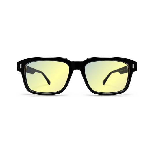 Sleepaxa Astor Jet Black DayActive yellow lens glasses - front view