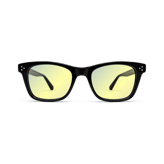 Sleepaxa Hudson Jet Black DayActive yellow lens glasses - front view