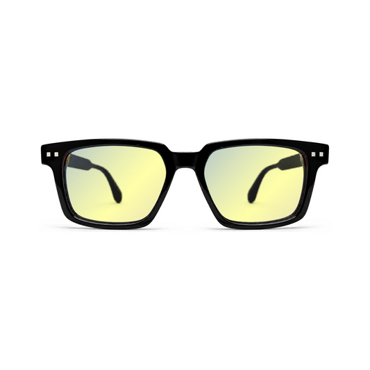 Sleepaxa Magnus Jet Black DayActive yellow lens glasses - front view