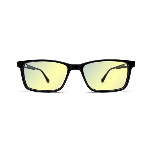 Sleepaxa Metro Jet Black DayActive yellow lens glasses - front view