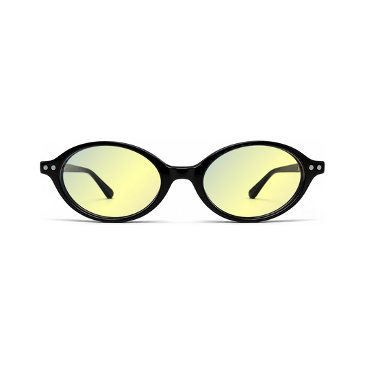 Sleepaxa Riviera Jet Black DayActive yellow lens glasses - front view