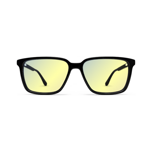 Sleepaxa Sterling Jet Black DayActive yellow lens glasses - front view