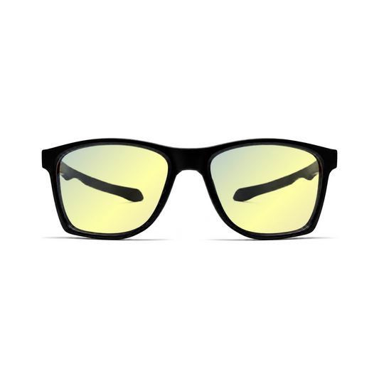 Sleepaxa Torque Matte Black DayActive yellow lens glasses - front view