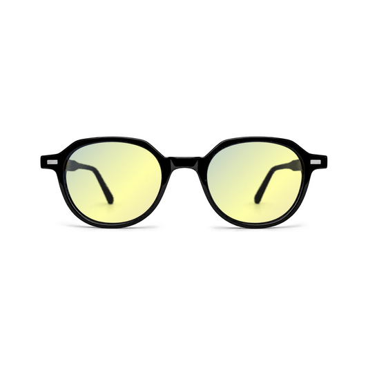 Sleepaxa Vesper Jet Black DayActive yellow lens glasses - front view