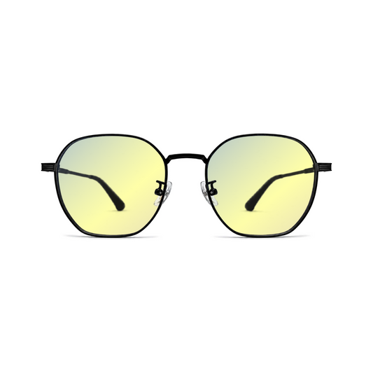 Sleepaxa Zephyr Jet Black DayActive yellow lens glasses - front view